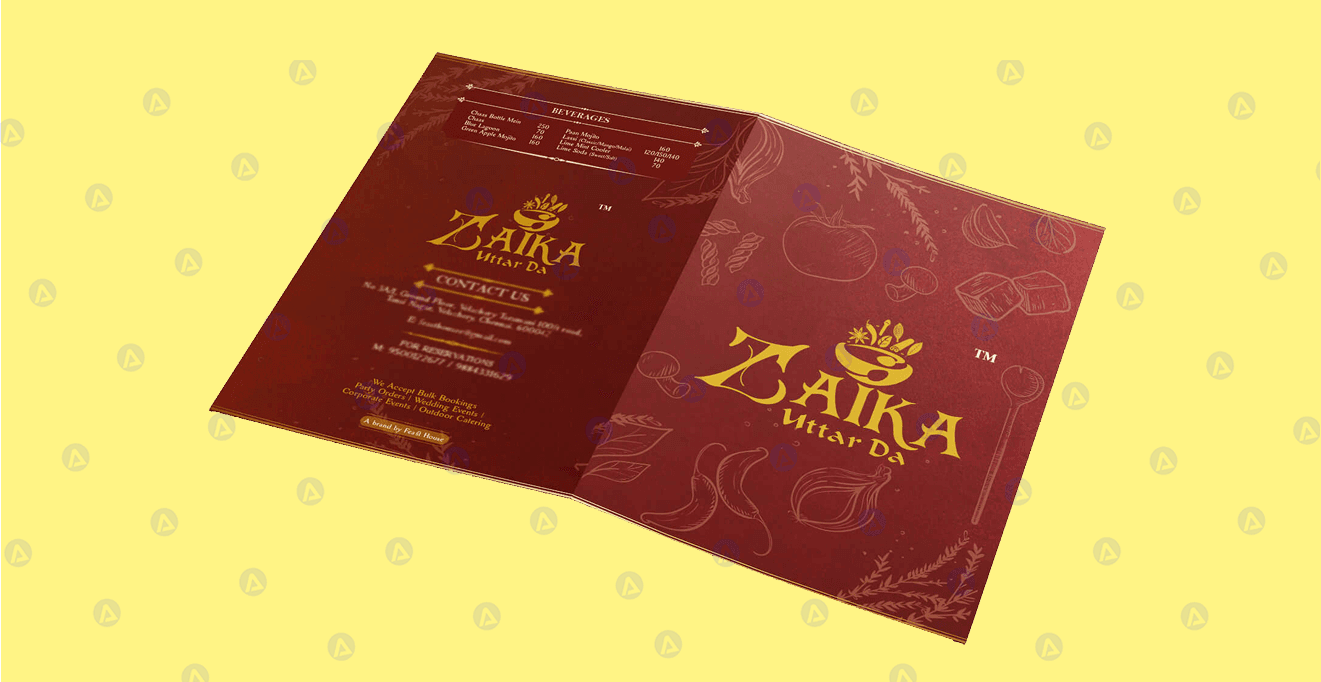 Zaika Uttar Da Brochure Menu Cover Design