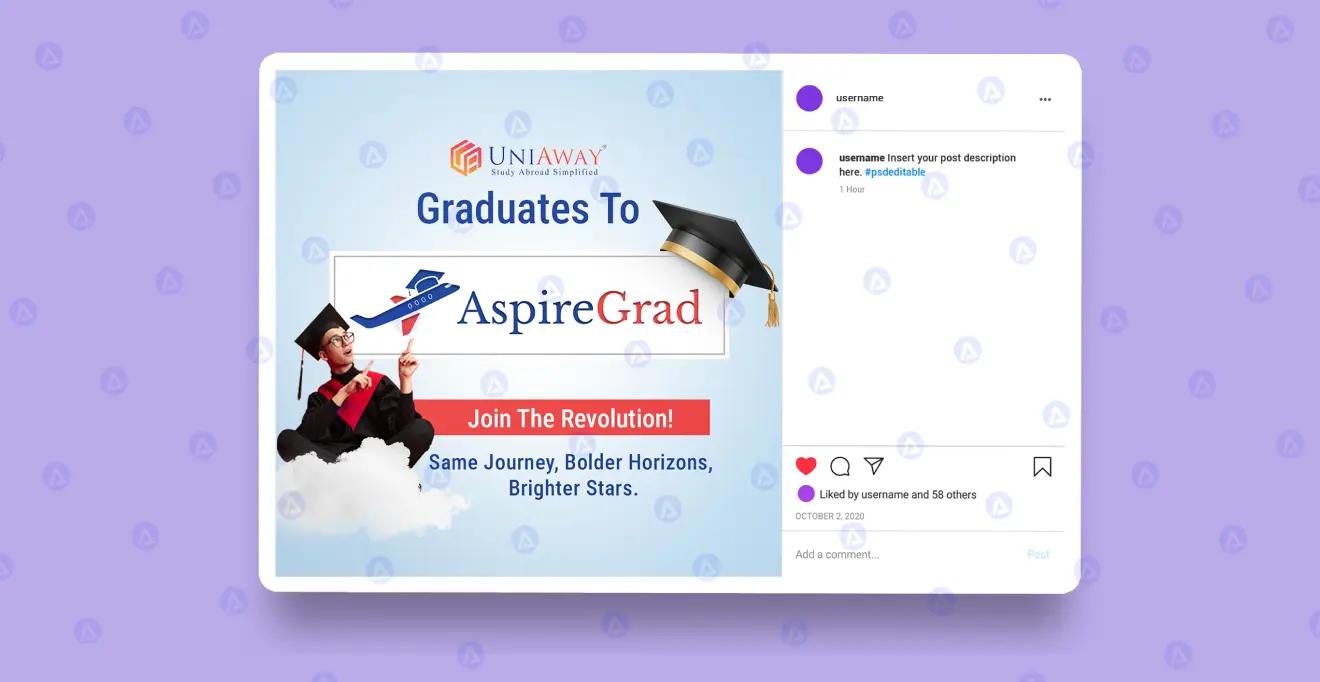 AspireGrad Study Abroad Social Media User Post Page Design AspireGrad Study Abroad Social Media User Post Page Design