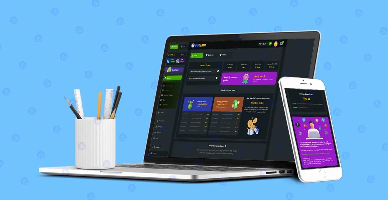 Blue Casino Game App Design Layout of App & Website Blue Casino Game App Design Layout of App & Website