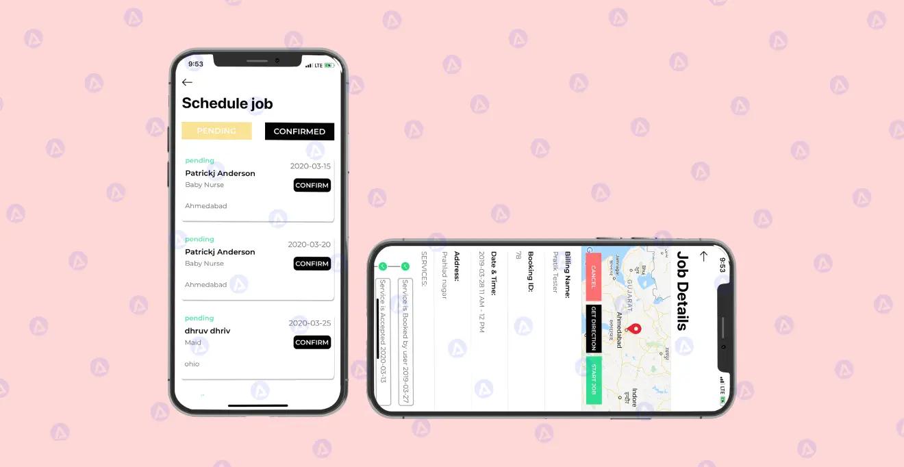 Call a Babysitter App Details and Schedule Job Page Design Call a Babysitter App Details and Schedule Job Page Design