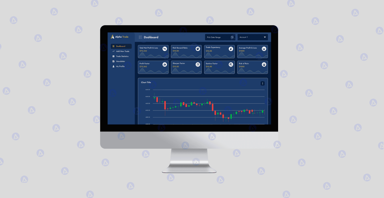 alpha trade website dashboard design
