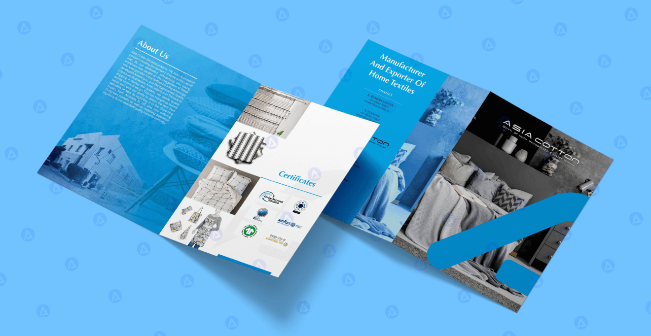 asia cotton brochure about us page design