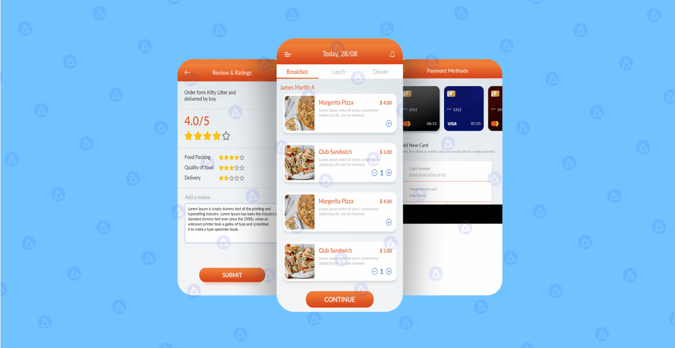 extra tasty food delivery app break fast page design