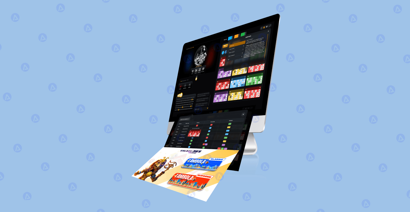 galaxy bingo cards game website layout design