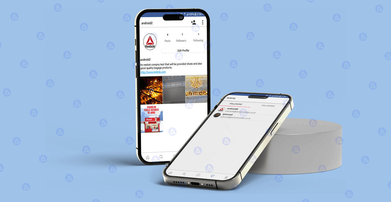 instaclone app profile and activity page design
