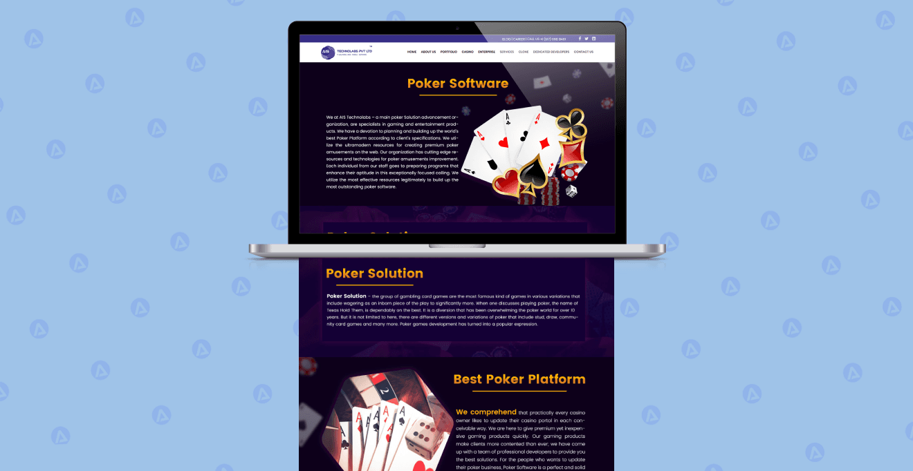 poker game app homepage design