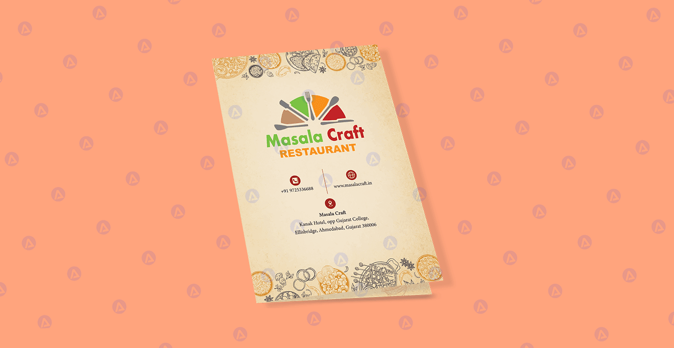 Masala Craft Restaurant Brochure Front Page Design