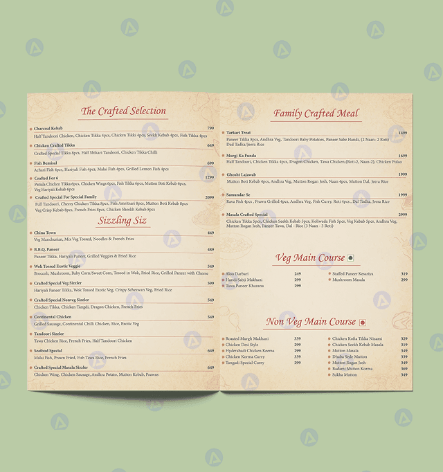  Masala Craft Restaurant Menu Page 1 Design