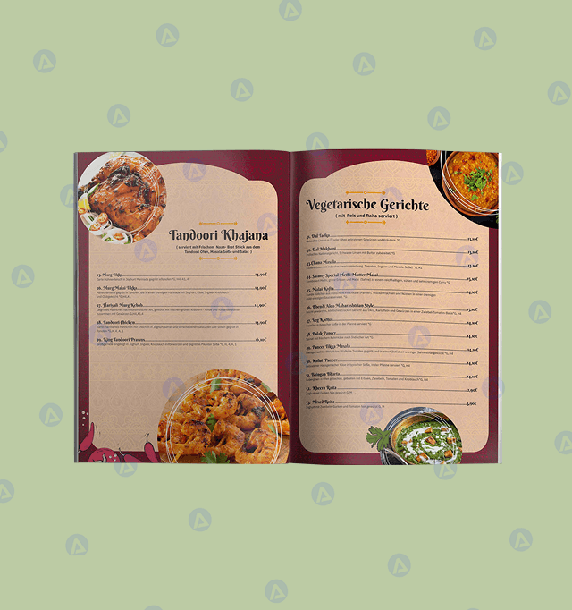 Swamy Restaurant Brochure Menu Page 2 Design