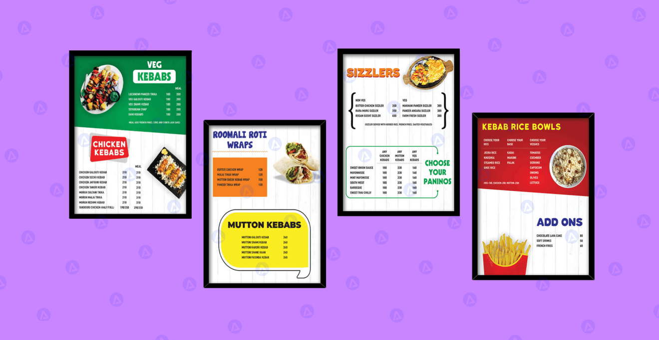 the kebab house menu board design 