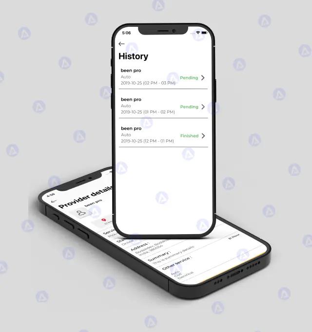 Cojack On Demand Multi Service App History Screen UI UX Design Cojack On Demand Multi Service App History Screen UI UX Design
