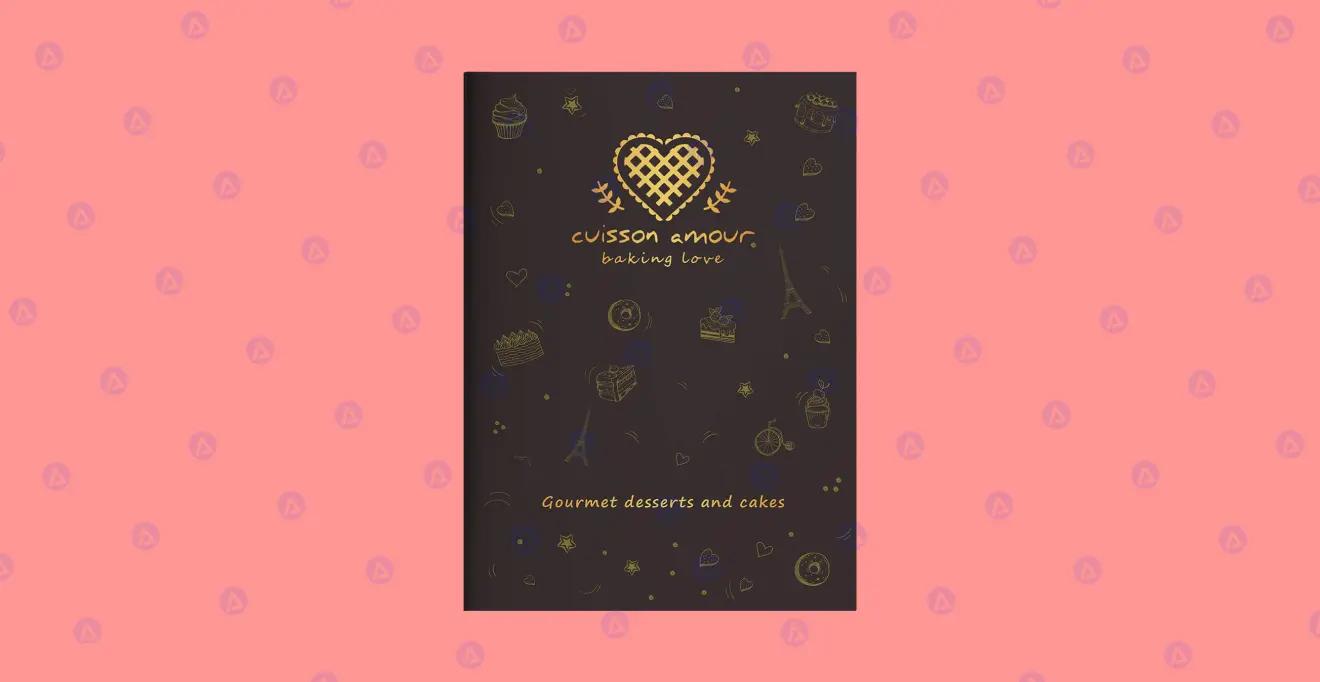 Cuisson Amour Bakery and Cake Shop Brochure Front Page Design Cuisson Amour Bakery and Cake Shop Brochure Front Page Design