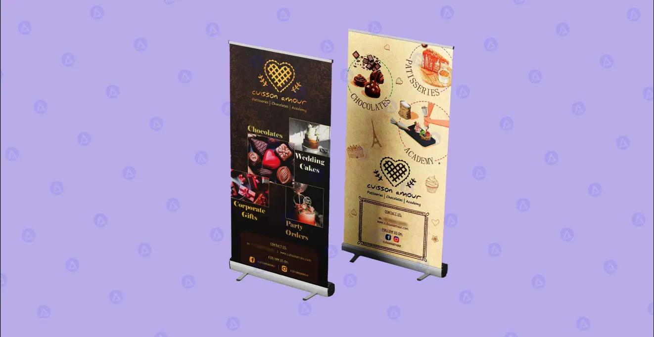 Cuisson Amour Bakery and Cake Shop Roll Up Banner Design Cuisson Amour Bakery and Cake Shop Roll Up Banner Design
