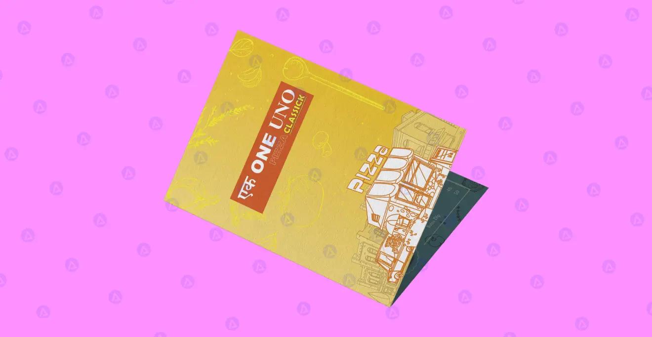 Ek One UNO Pizza Classick Brochure Cover Design Ek One UNO Pizza Classick Brochure Cover Design