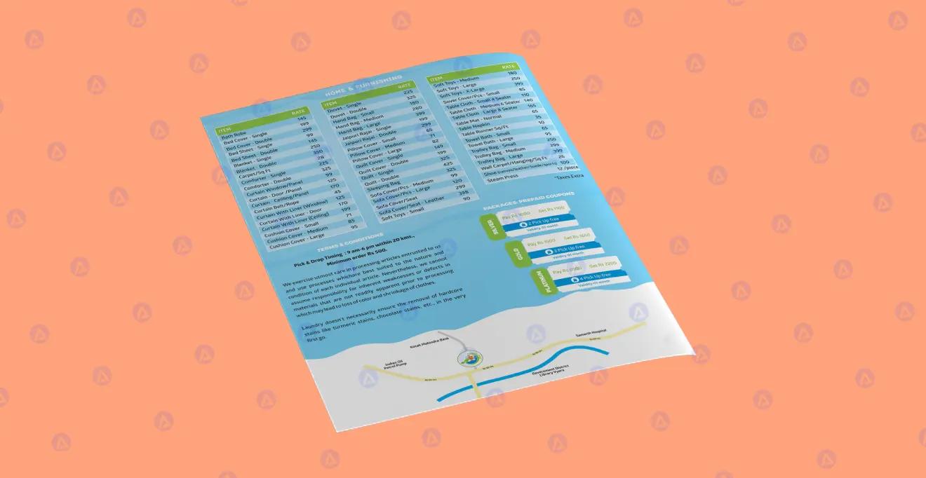 Fabrilove Dry Cleaners & Laundry Brochure Menu and Terms & Conditions Page Design Fabrilove Dry Cleaners & Laundry Brochure Menu and Terms & Conditions Page Design