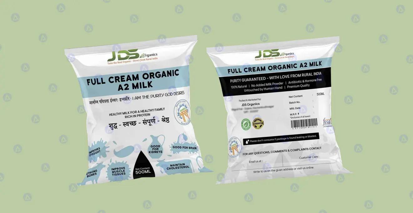 jds organics full cream a2 milk packaging design jds organics full cream a2 milk packaging design