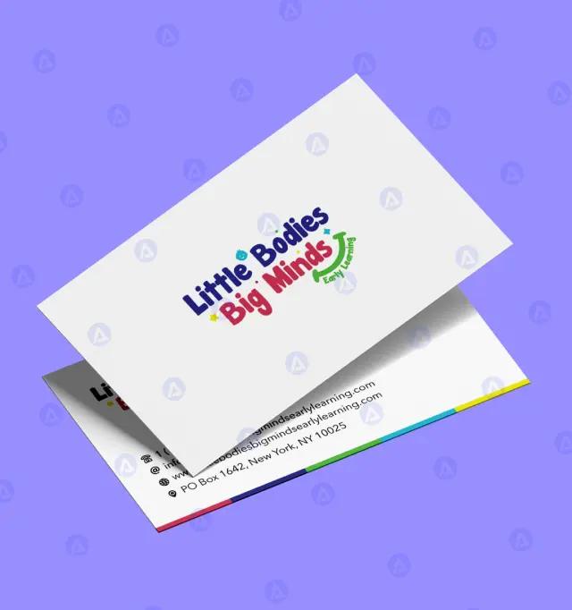 little bodies big minds business card design little bodies big minds business card design
