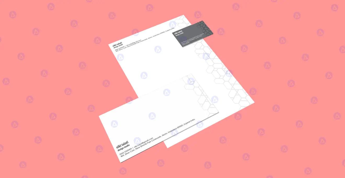 niki talati design studio letterhead, envelope & business card design niki talati design studio letterhead, envelope & business card design