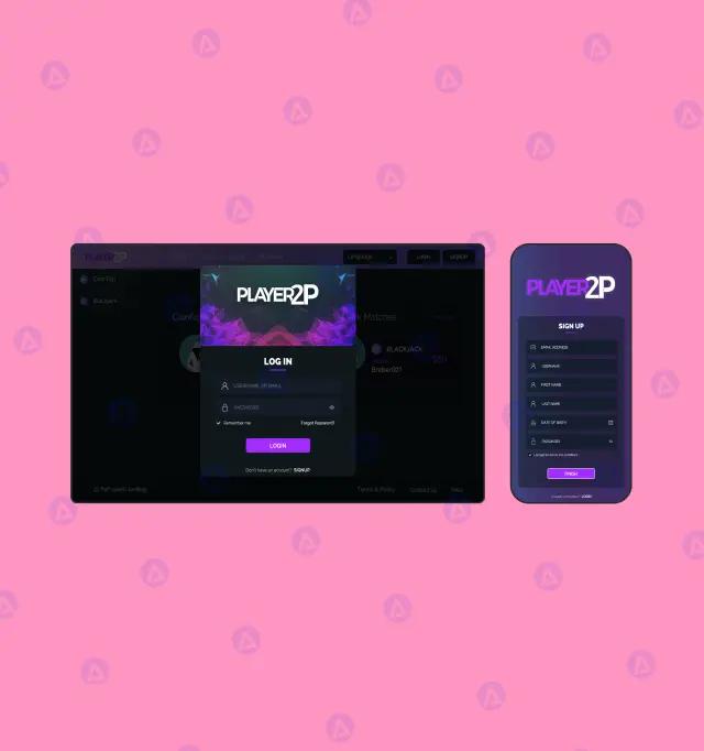 player2p game platform login signup page design player2p game platform login signup page design