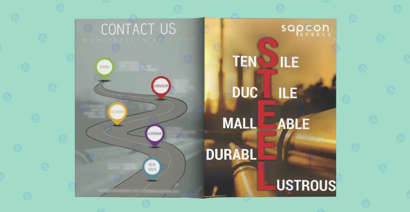 sapcon steels brochure cover page design sapcon steels brochure cover page design