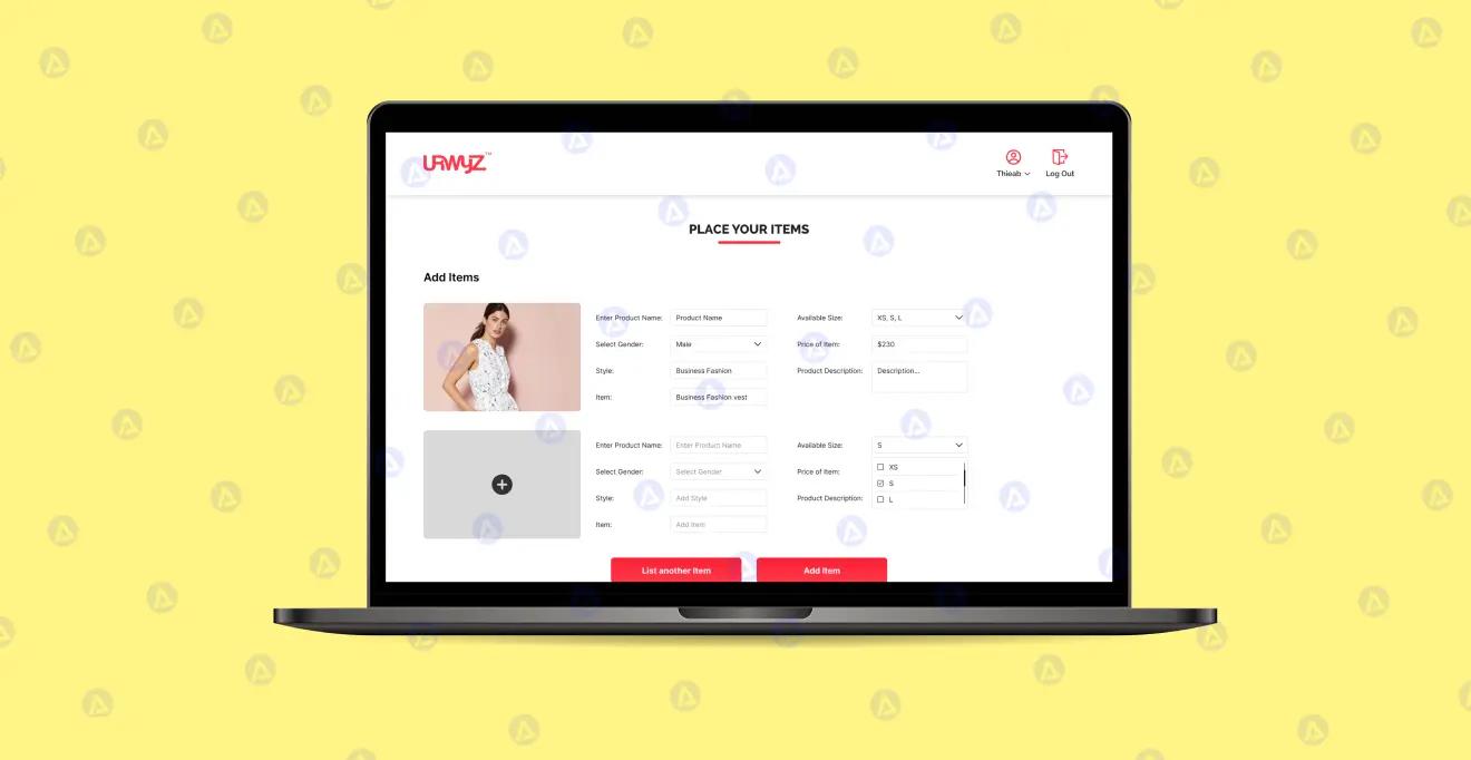 urwyz e-commerce website place your items page design urwyz e-commerce website place your items page design