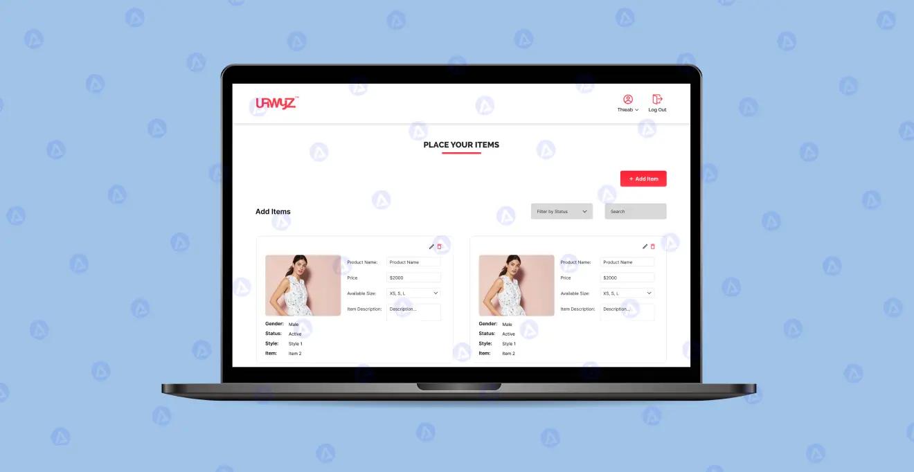 urwyz e-commerce website place your items page design urwyz e-commerce website place your items page design