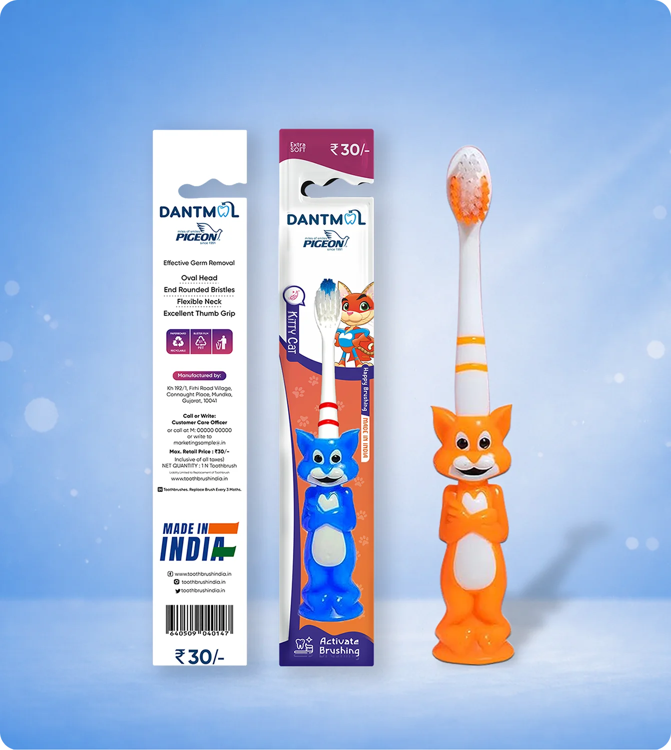 Dantmol Kitty Cat character toothbrush with packaging