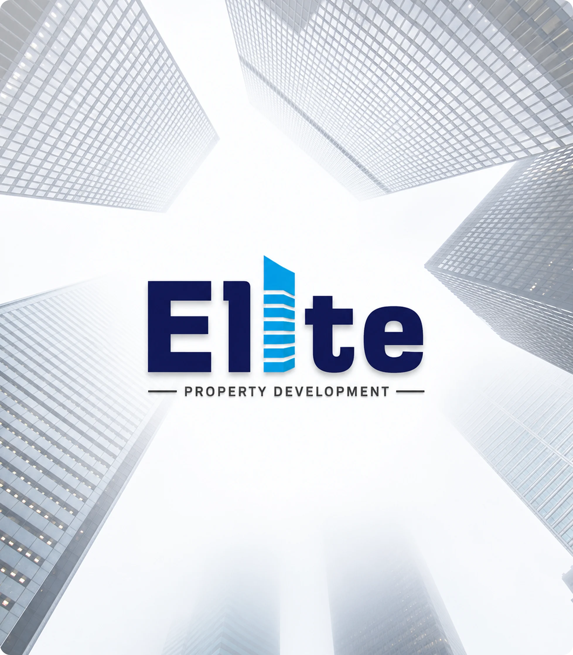 Elite Property Development logo on cityscape background