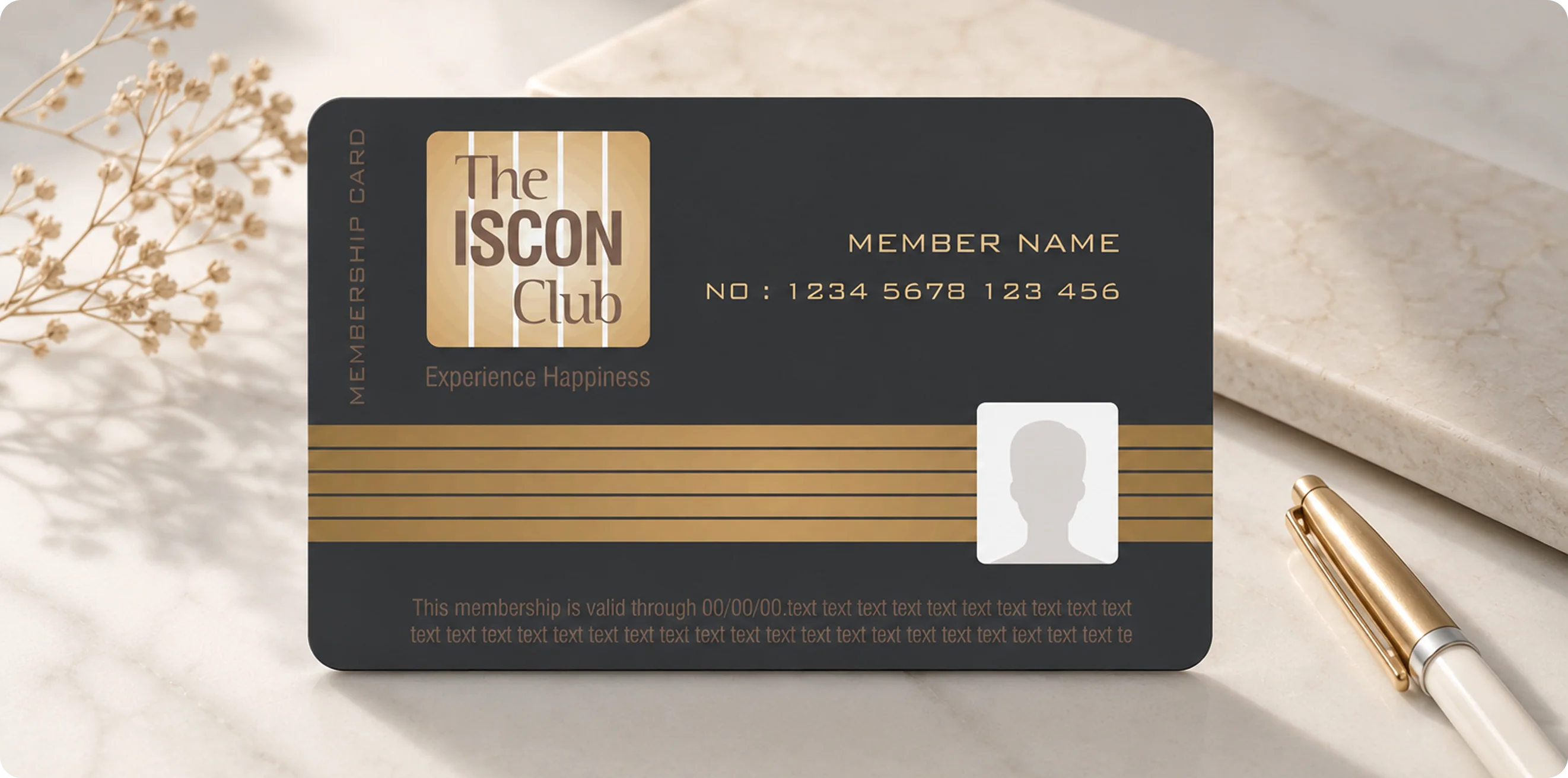 The Iscon Club exclusive membership card design with gold details