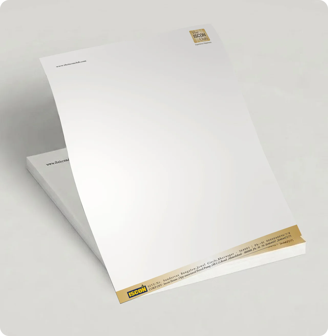 The Iscon Club branded letterhead and stationery design