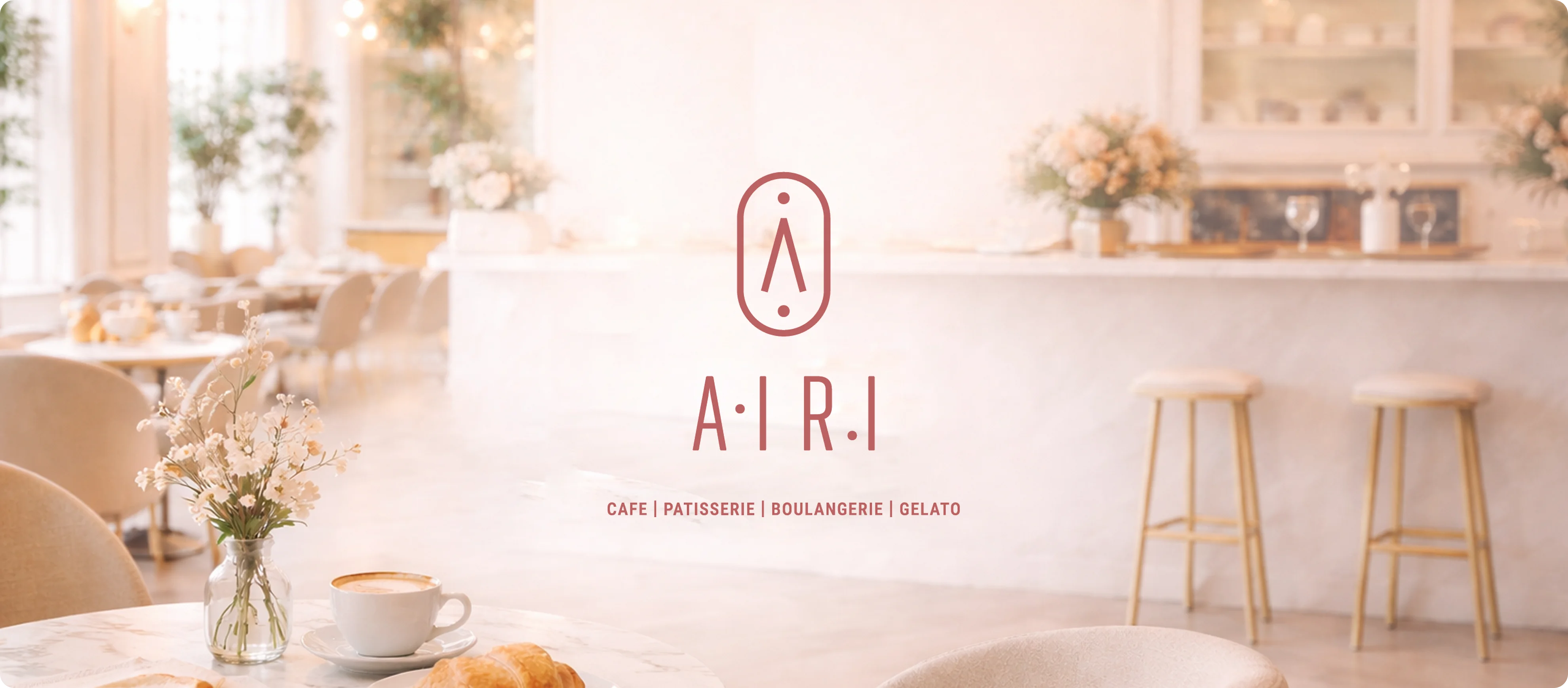 AIRI cafe interior with logo