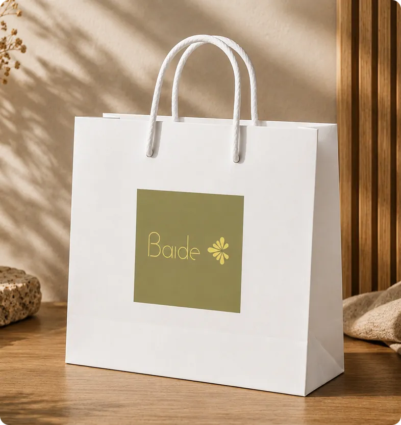 Baide branded paper shopping bag with gold logo panel