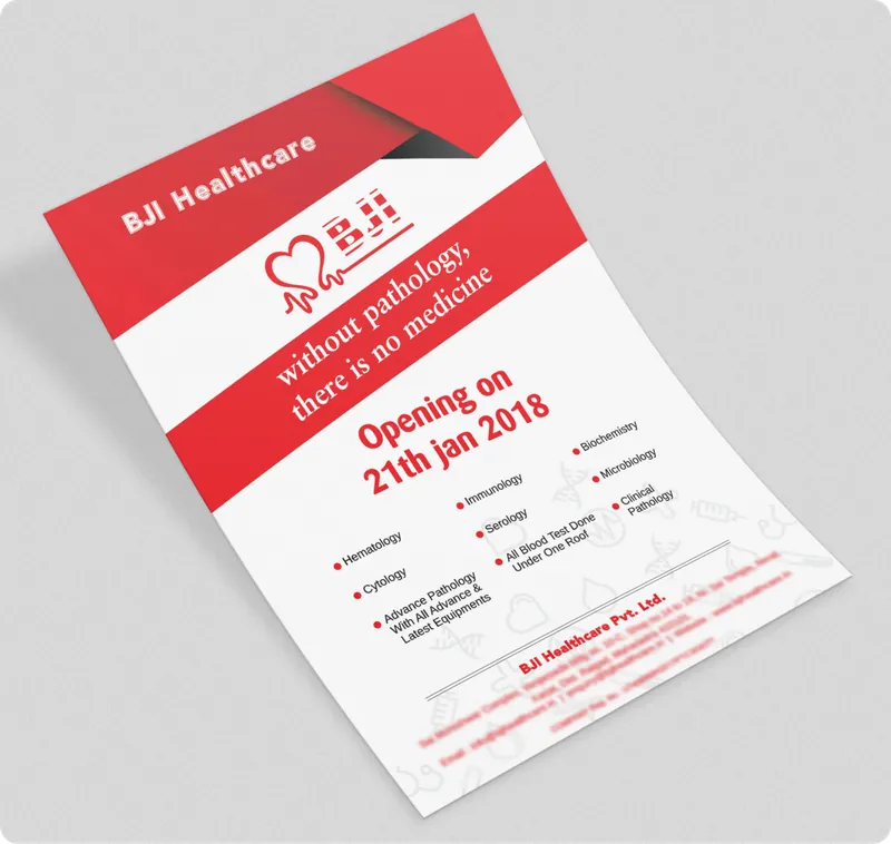 BJI Healthcare opening flyer with the red heart logo