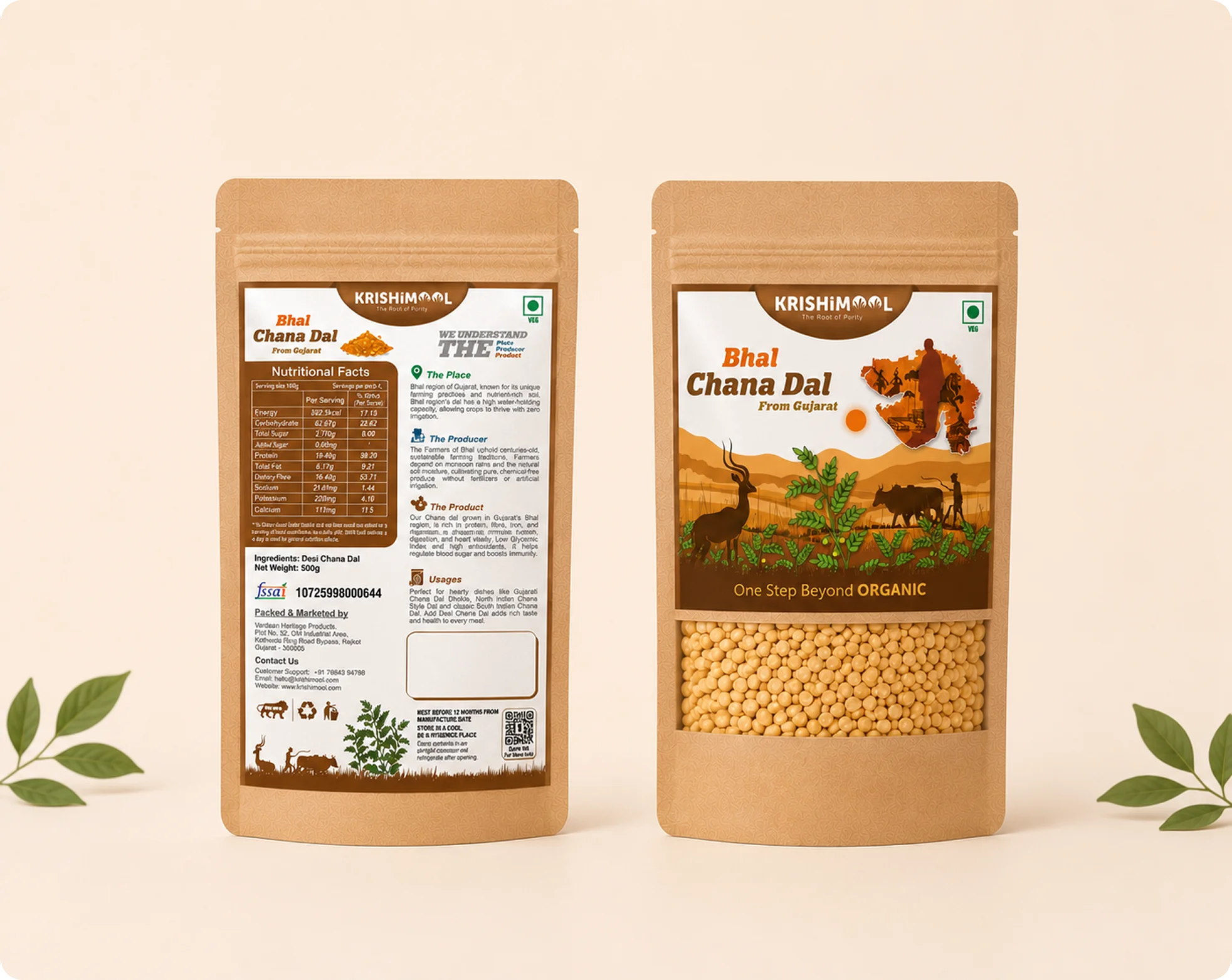 KrishiMool Bhal Chana Dal From Gujarat packaging — One Step Beyond Organic