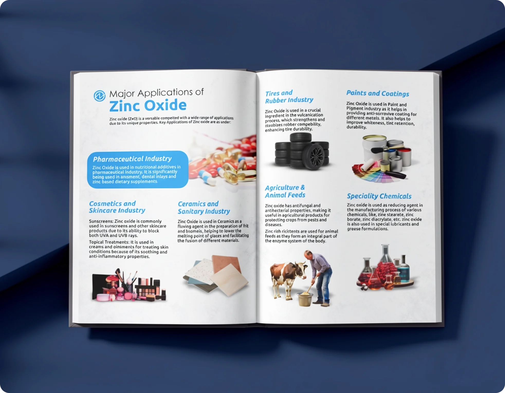 Nahar Zinc brochure page showing applications