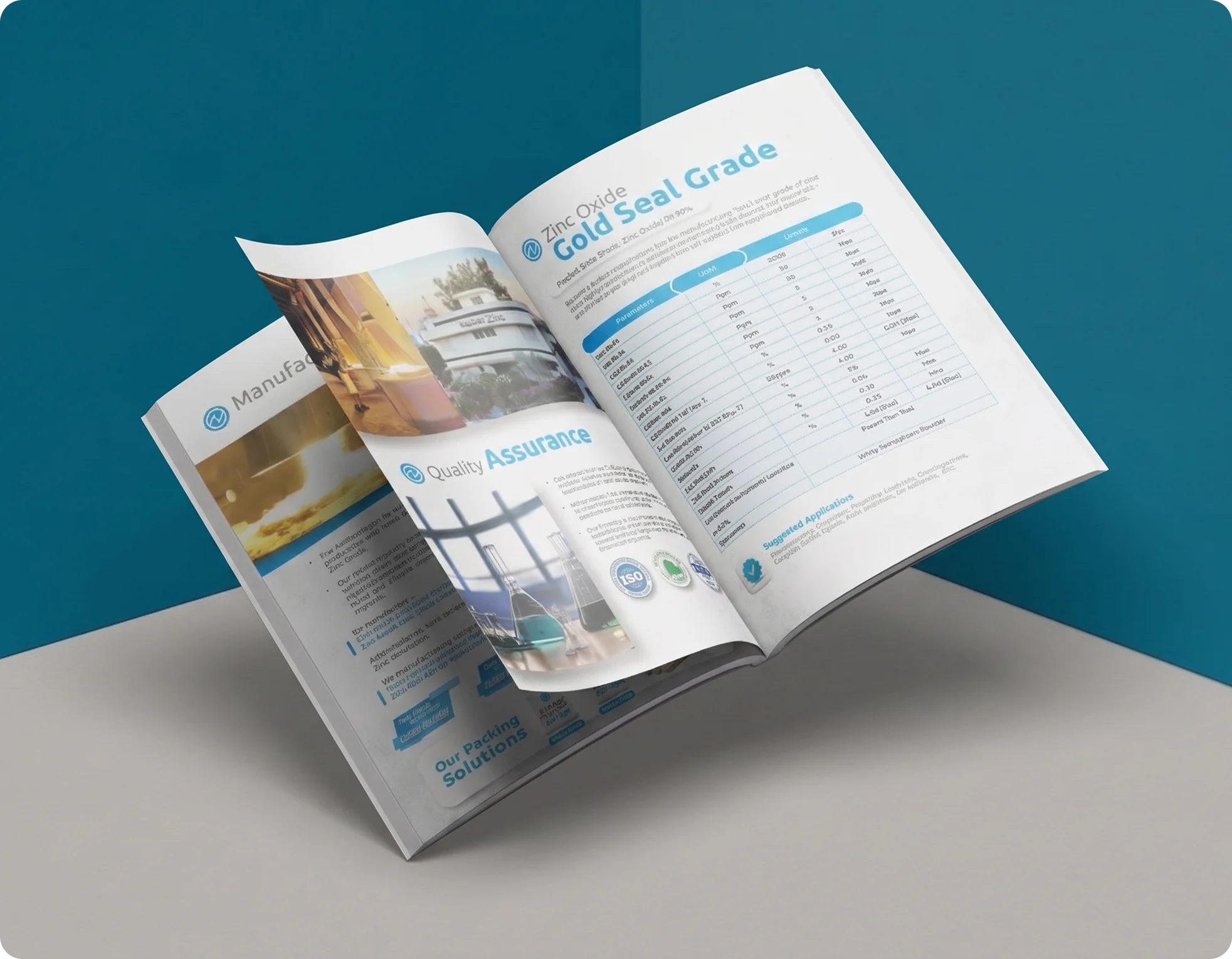 Nahar Zinc brochure page showing gold seal grade specifications