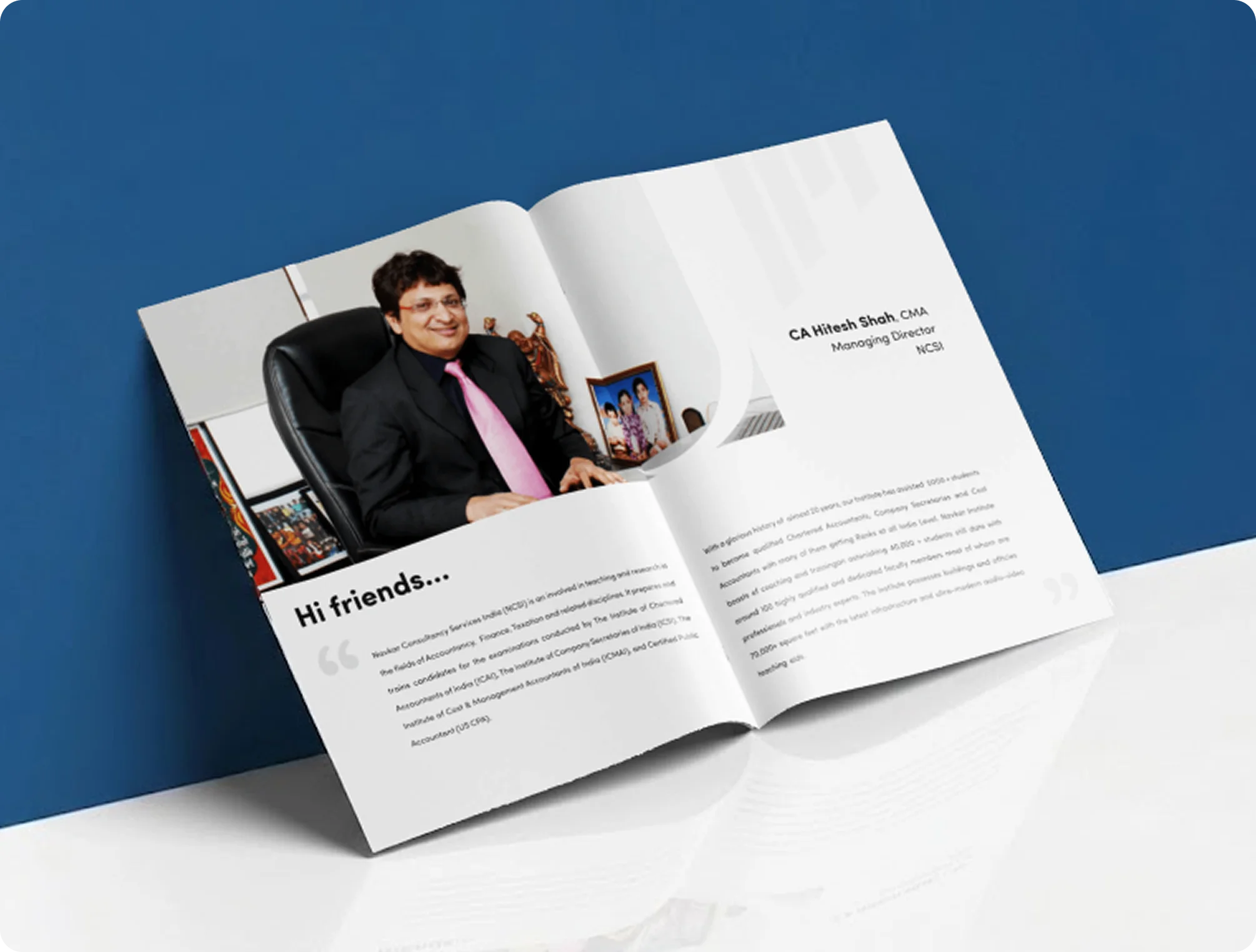 Navkar Consultancy Services brochure — Managing Director message spread