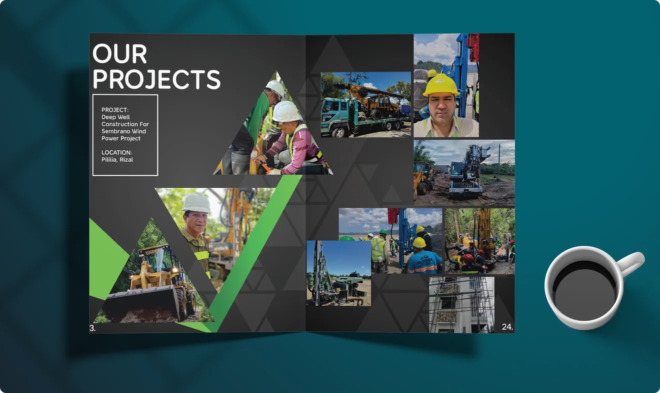 Philin brochure back panel and contact information design