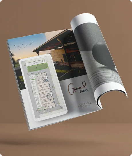 Sutaria Skyline brochure interior spread with project overview