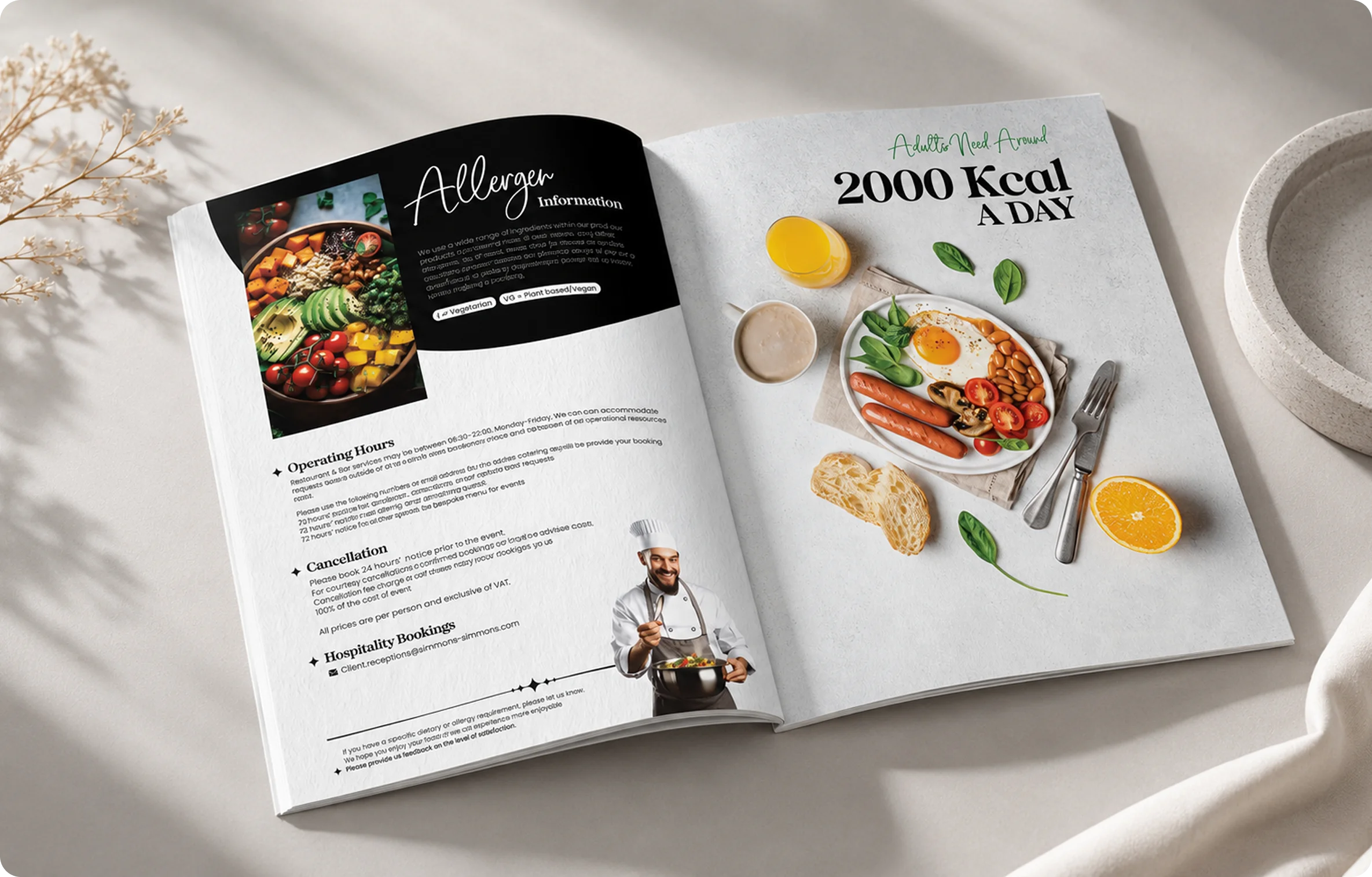 Baxter Story allergen information and 2000 kcal daily menu design