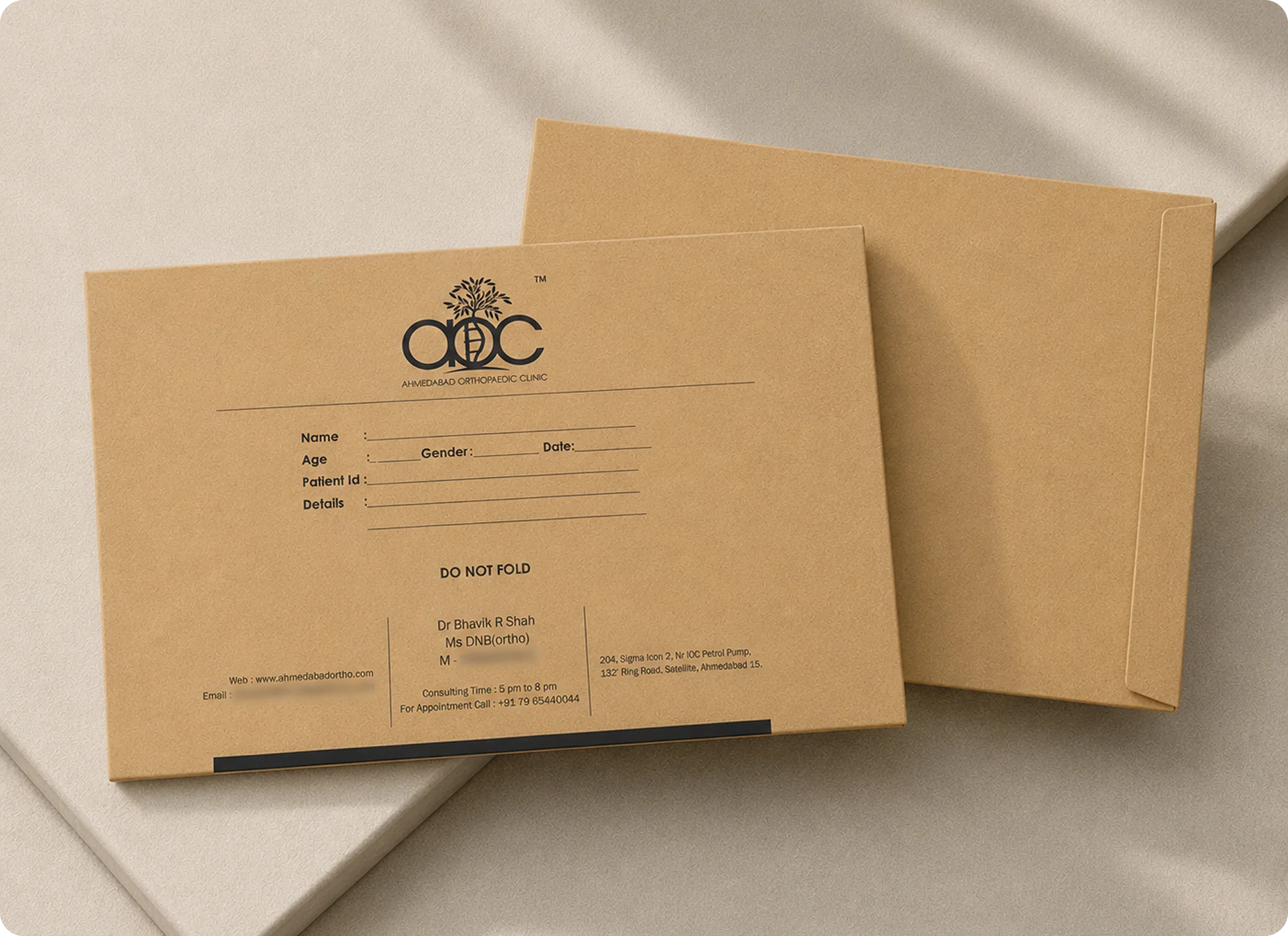 Ahmedabad Orthopedic Hospital brand identity application