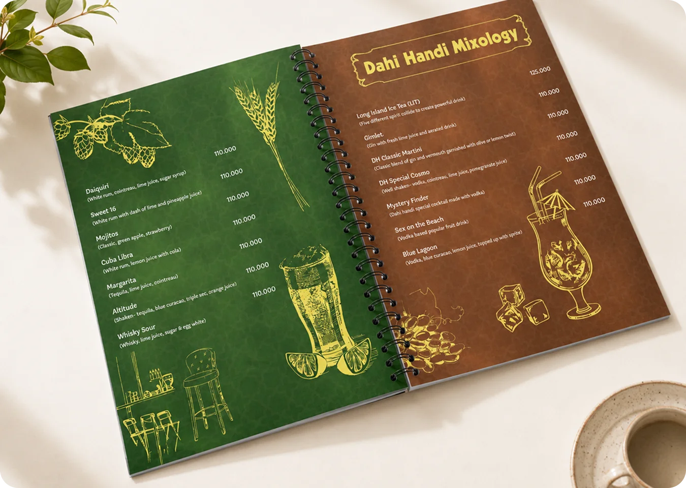 Dahi Handi mixology menu spread