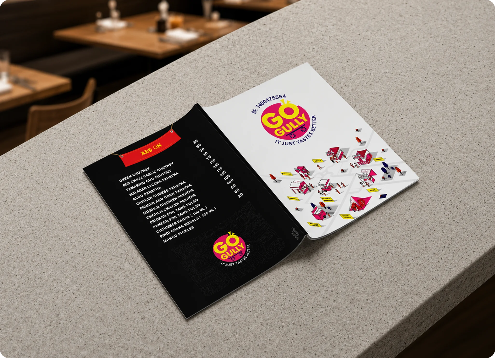 Go Gully blue branded booklets with hand