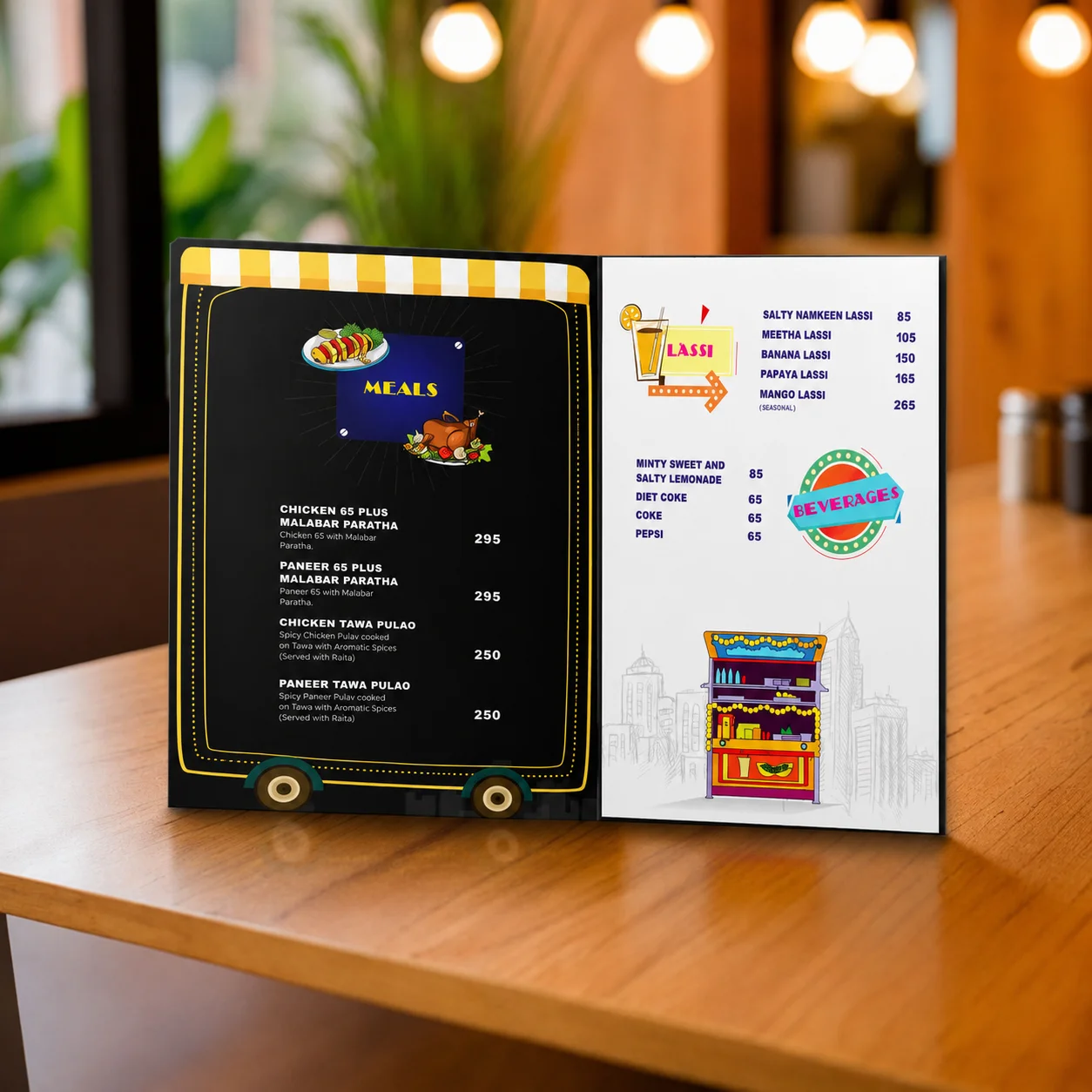 Go Gully menu stand display