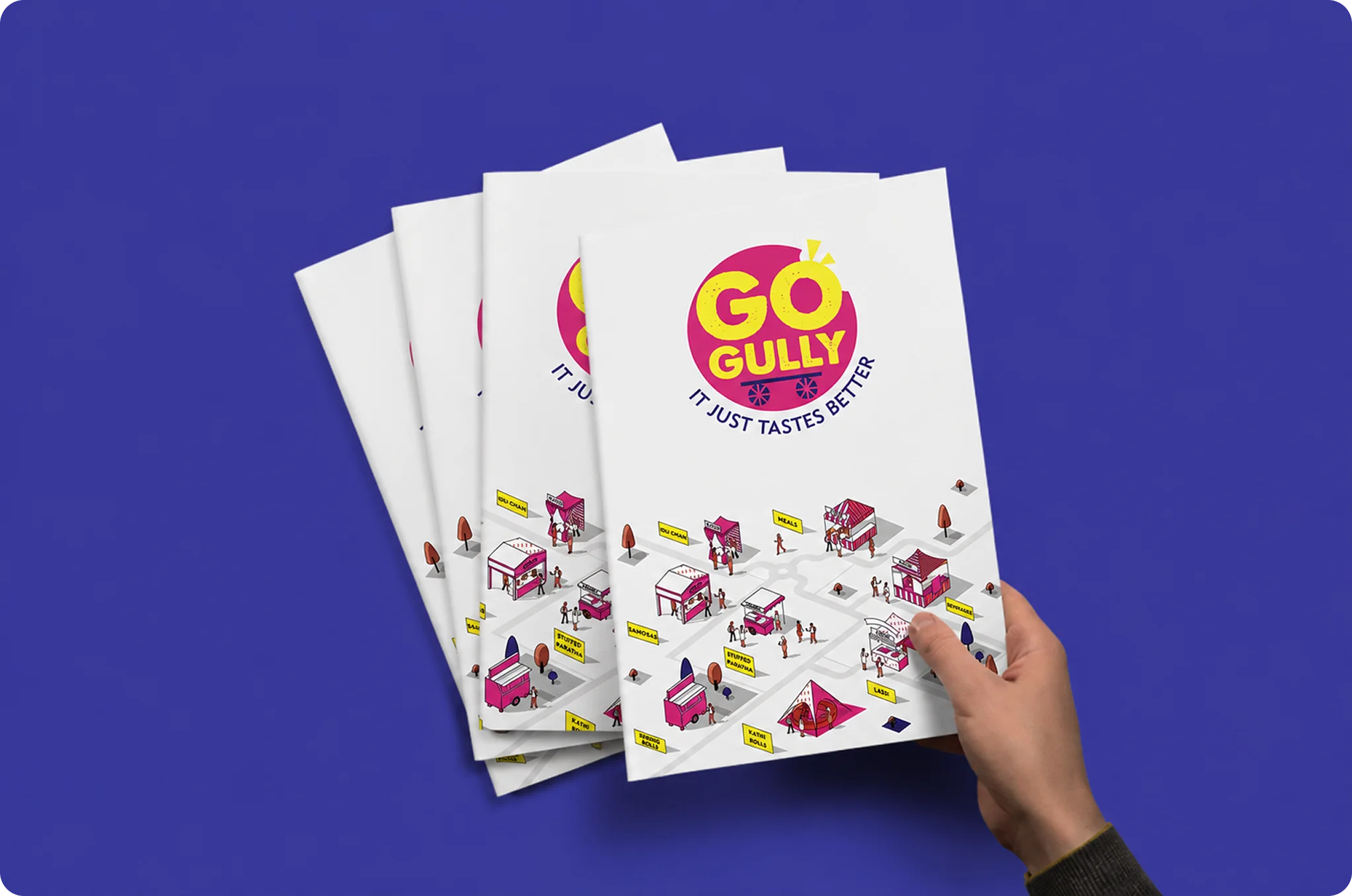 Go Gully open menu book with food items