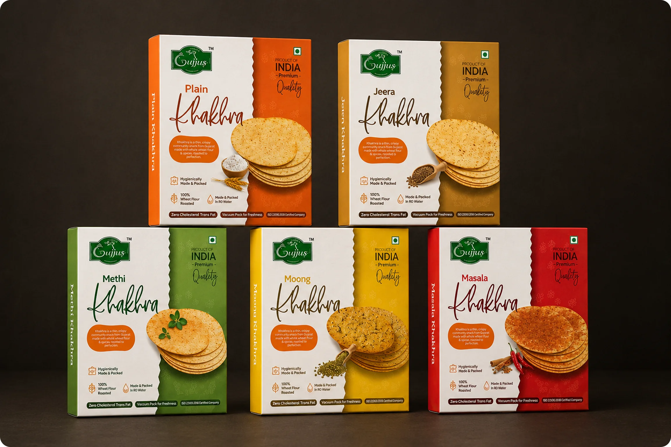 Gujju's complete Khakhra flavor collection lineup