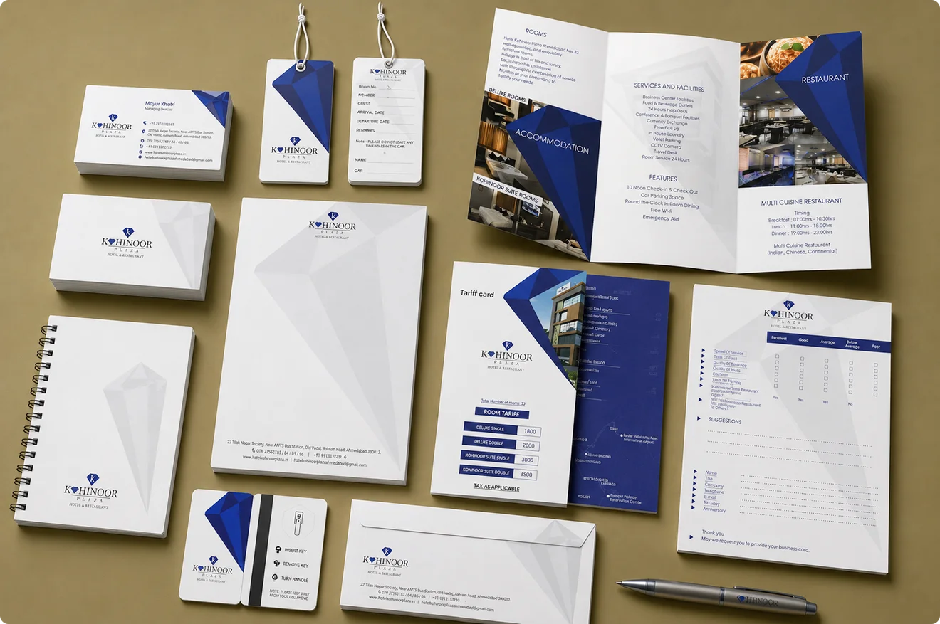 Kohinoor Plaza branding stationery and collateral