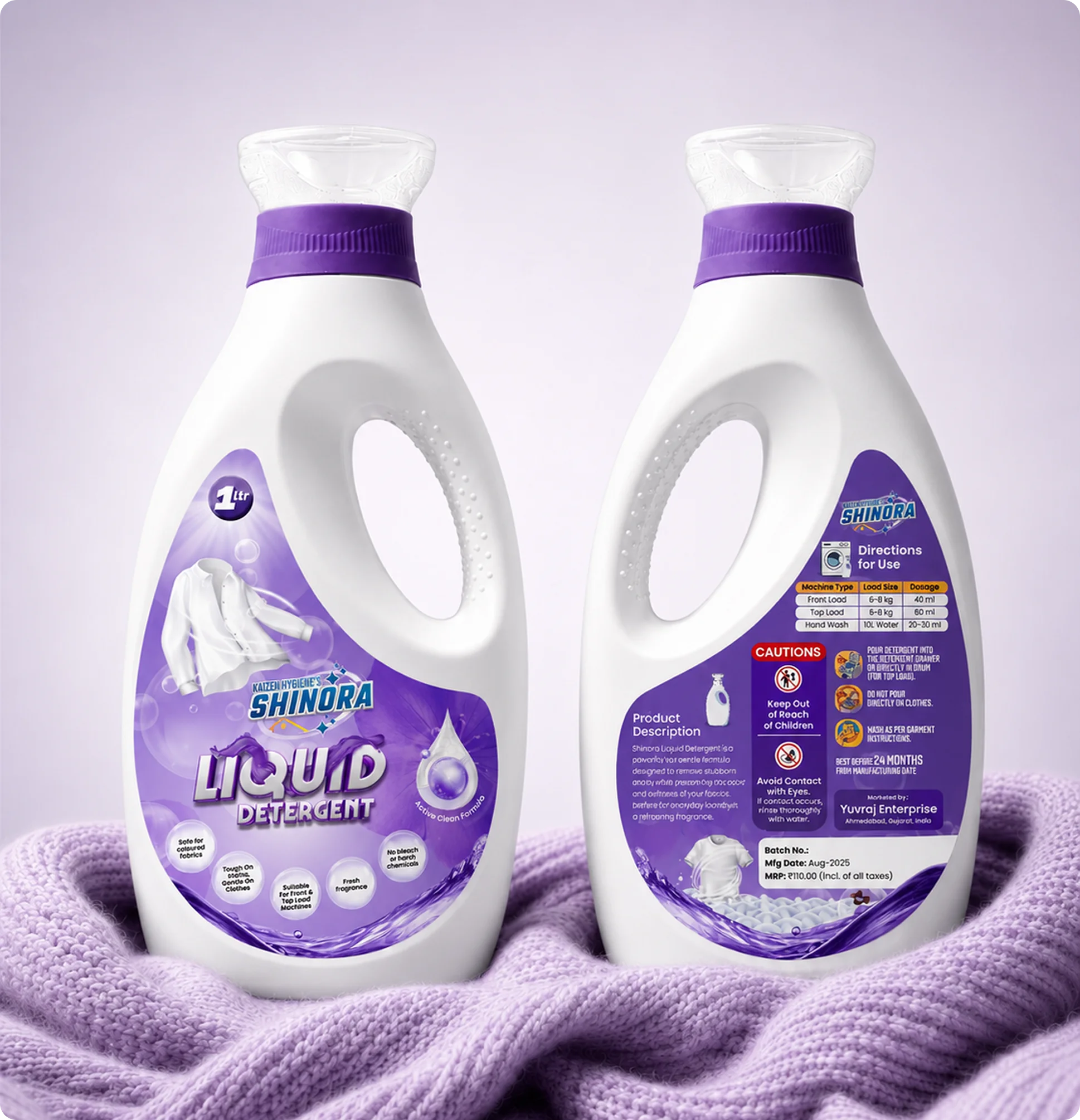 Shinora liquid detergent packaging design