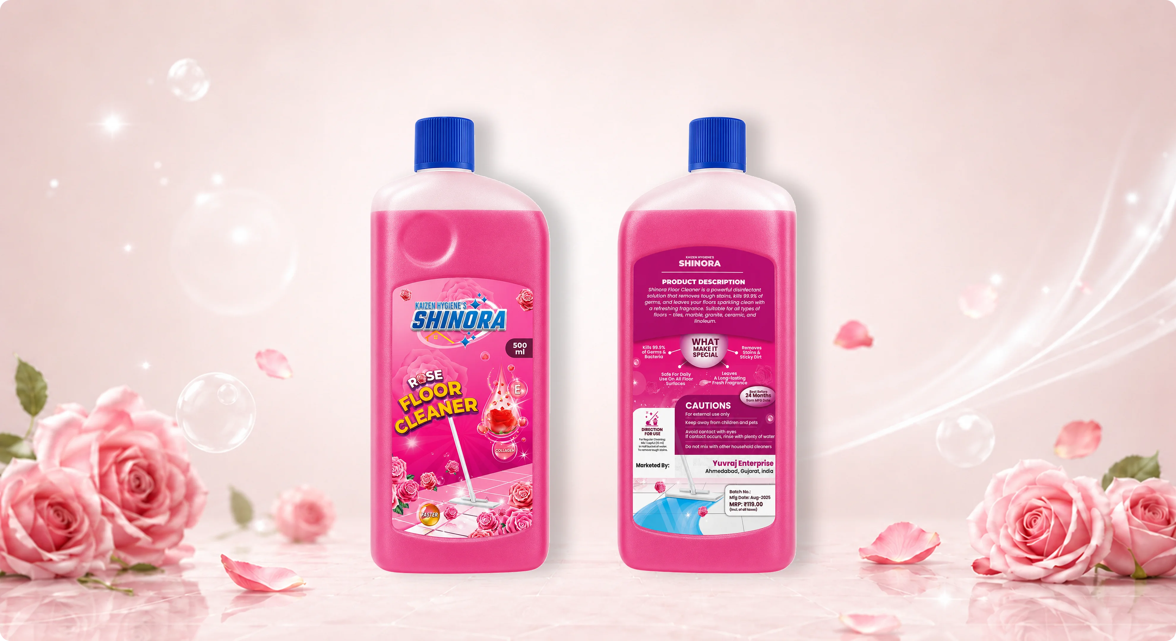 Shinora rose floor cleaner packaging