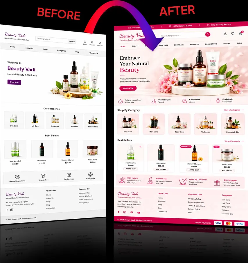 Beauty Website Before and After